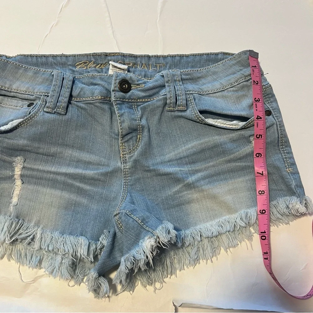 Blue Asphalt Light Wash Denim Distressed Shorts